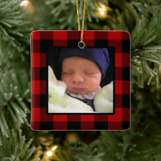 Red Buffalo Pset 1e kerstfoto Baby Keramisch Ornament