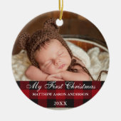 Red Buffalo Pset Baby, eerste kerstkerst Keramisch Ornament (Voorkant)