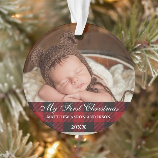 Red Buffalo Pset Baby, eerste kerstkerst Ornament (Boom)