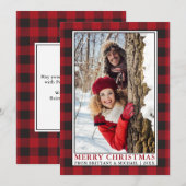 Red Buffalo Pset Couple met kerstfoto Feestdagenkaart (Voorkant / Achterkant)