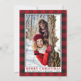 Red Buffalo Pset Couple met kerstfoto Feestdagenkaart