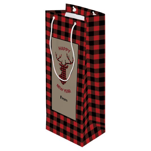 Red Buffalo Pset Deer Head Wijn Cadeautas (Achterkant Gekanteld)