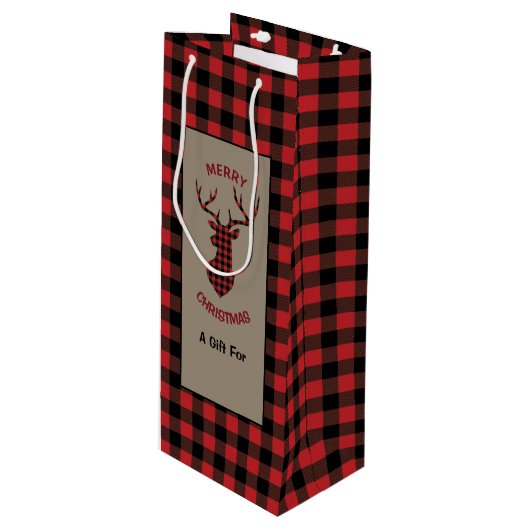 Red Buffalo Pset Deer Head Wijn Cadeautas (Voorkant Gekanteld)