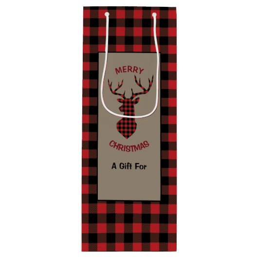 Red Buffalo Pset Deer Head Wijn Cadeautas (Voorkant)