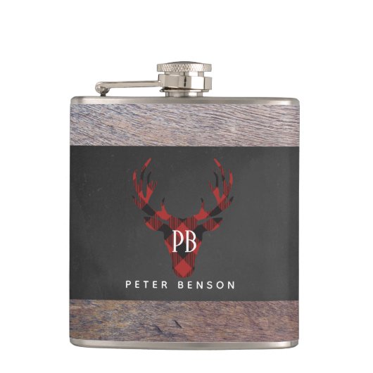 Red Buffalo Pset Deer Monogram Heupfles (Voorkant)