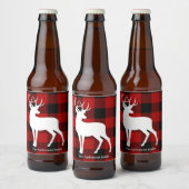 Red Buffalo Pset & Deer | Persoonlijke naam Cadeau Bier Etiket (Flessen)
