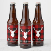 Red Buffalo Pset & Deer | Persoonlijke naam Cadeau Bier Etiket (Flessen)