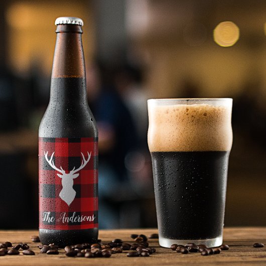 Red Buffalo Pset & Deer | Persoonlijke naam Cadeau Bier Etiket