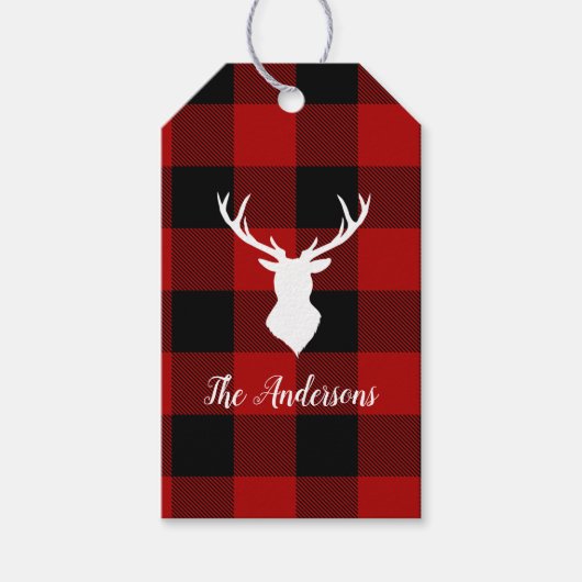 Red Buffalo Pset & Deer | Persoonlijke naam Cadeau Cadeaulabel (Voorkant)