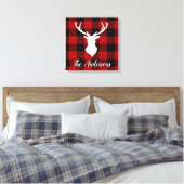 Red Buffalo Pset & Deer | Persoonlijke naam Cadeau Canvas Afdruk (Insitu (Slaapkamer))