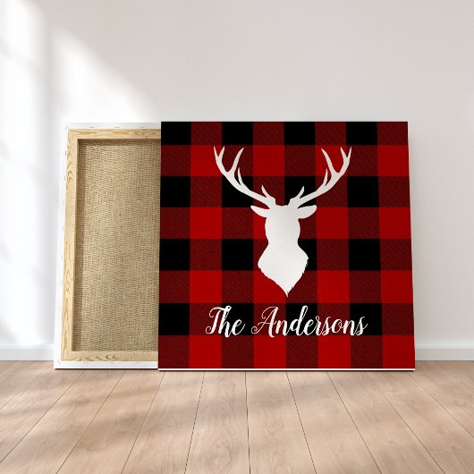 Red Buffalo Pset & Deer | Persoonlijke naam Cadeau Canvas Afdruk