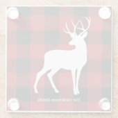 Red Buffalo Pset & Deer | Persoonlijke naam Cadeau Glazen Onderzetter (Achterkant)