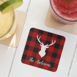 Red Buffalo Pset & Deer | Persoonlijke naam Cadeau Glazen Onderzetter<br><div class="desc">Omarm de rustieke charme van het grote buitenleven met onze Red Buffalo Plaid & Deer Gepersonaliseerde Naam Gift! Of je nu voor jezelf winkelt of op zoek bent naar een doordacht cadeau,  dit ontwerp brengt een vleugje wildernis bij elke gelegenheid.</div>