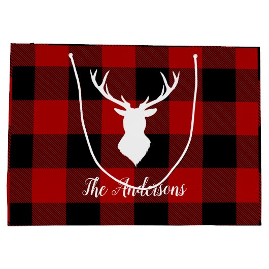 Red Buffalo Pset & Deer | Persoonlijke naam Cadeau Groot Cadeauzakje (Achterkant)