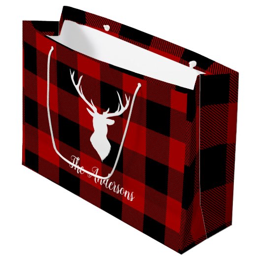Red Buffalo Pset & Deer | Persoonlijke naam Cadeau Groot Cadeauzakje (Voorkant Gekanteld)