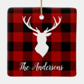 Red Buffalo Pset & Deer | Persoonlijke naam Cadeau Keramisch Ornament (Achterkant)