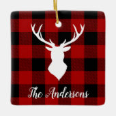 Red Buffalo Pset & Deer | Persoonlijke naam Cadeau Keramisch Ornament (Voorkant)