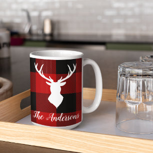 Red Buffalo Pset & Deer   Persoonlijke naam Cadeau Koffiemok