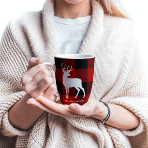 Red Buffalo Pset & Deer   Persoonlijke naam Cadeau Latte Mok