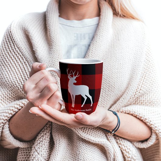Red Buffalo Pset & Deer | Persoonlijke naam Cadeau Latte Mok