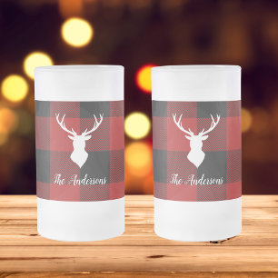Red Buffalo Pset & Deer   Persoonlijke naam Cadeau Matglas Bierpul