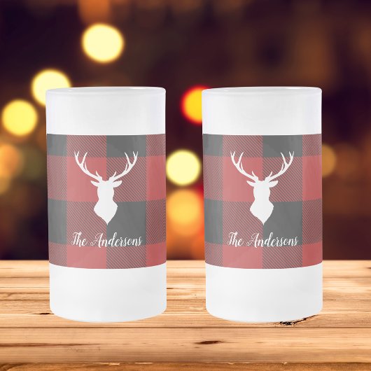 Red Buffalo Pset & Deer | Persoonlijke naam Cadeau Matglas Bierpul