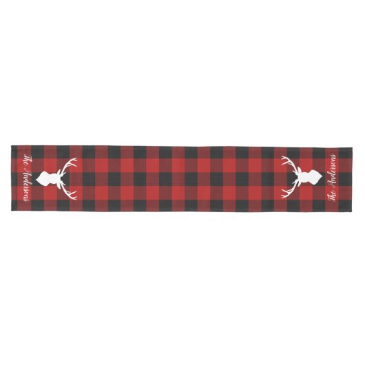 Red Buffalo Pset & Deer | Persoonlijke naam Cadeau Medium Tafelloper (Horizontaal)