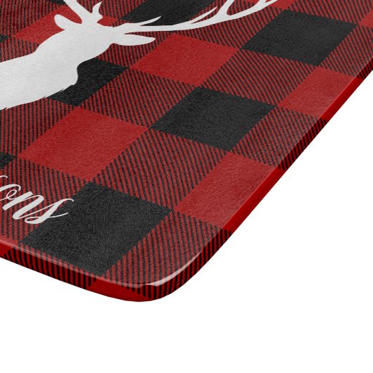 Red Buffalo Pset & Deer | Persoonlijke naam Cadeau Snijplank (Hoek)