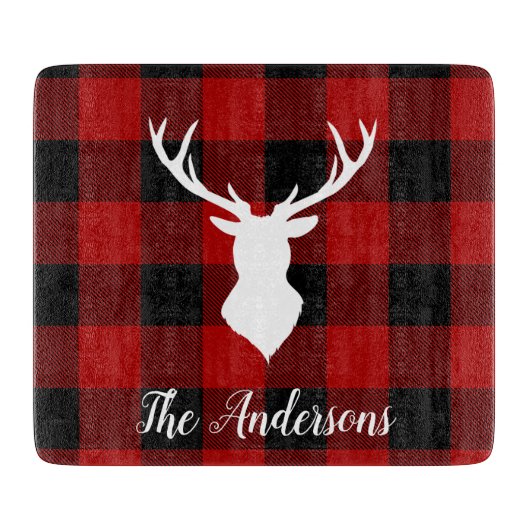 Red Buffalo Pset & Deer | Persoonlijke naam Cadeau Snijplank (Voorkant)