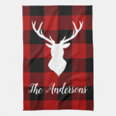 Red Buffalo Pset & Deer | Persoonlijke naam Cadeau Theedoek (Verticaal)