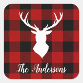 Red Buffalo Pset & Deer | Persoonlijke naam Cadeau Vierkante Sticker (Voorkant)