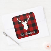 Red Buffalo Pset & Deer | Persoonlijke naam Cadeau Vierkante Sticker (Envelop)