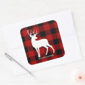 Red Buffalo Pset & Deer | Persoonlijke naam Cadeau Vierkante Sticker (Envelop)