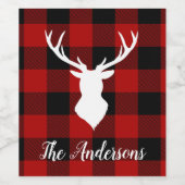 Red Buffalo Pset & Deer | Persoonlijke naam Cadeau Wijn Etiket (Enkel label)