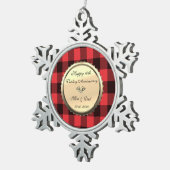 Red Buffalo Pset, diamant 10th Wedding Jubileum Tin Sneeuwvlok Ornament (Rechts)