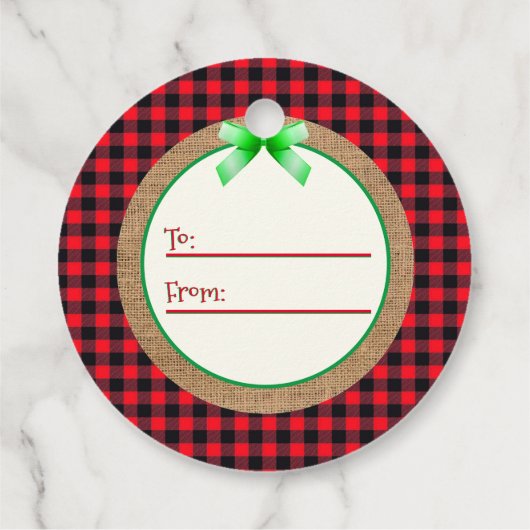 Red Buffalo Pset en Burlap kerstjam Bedankjes Labels (Achterkant)