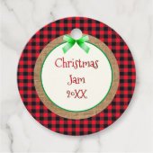 Red Buffalo Pset en Burlap kerstjam Bedankjes Labels (Voorkant)