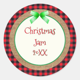 Red Buffalo Pset en Burlap kerstjam Label