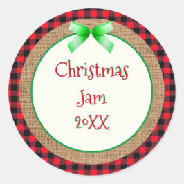 Red Buffalo Pset en Burlap kerstjam Label
