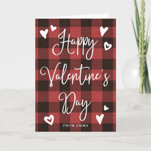 Red Buffalo Pset en hart Happy Valentines Day Feestdagen Kaart (Voorkant)