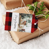 Red Buffalo-pset en prettige kerstmis met foto Cadeaulabel