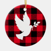 Red Buffalo Pset en White Peace Dove Keramisch Ornament (Voorkant)