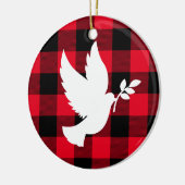 Red Buffalo Pset en White Peace Dove Keramisch Ornament (Links)