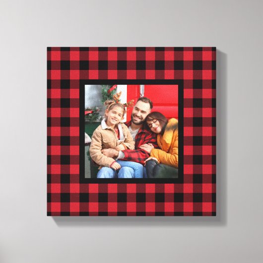 Red Buffalo Pset Farmhouse kerstfoto Canvas Afdruk (Voorkant)