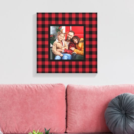 Red Buffalo Pset Farmhouse kerstfoto Canvas Afdruk (Insitu (Woonkamer))