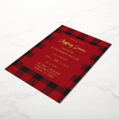 Red Buffalo Pset Flannel Holiday Kerstmis Folie Uitnodiging (Gedraaid)