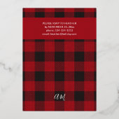 Red Buffalo Pset Flannel Holiday Kerstmis Folie Uitnodiging (Achterkant)