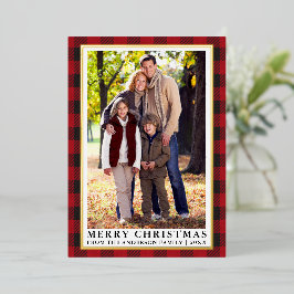 Red Buffalo Pset-foto Merry kerstGold Folie Feestdagenkaart