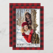 Red Buffalo Pset-framed Couple met kerstmis Feestdagenkaart (Voorkant / Achterkant)