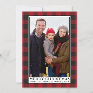 Red Buffalo Pset Framed Familie met Kerstmis Feestdagenkaart